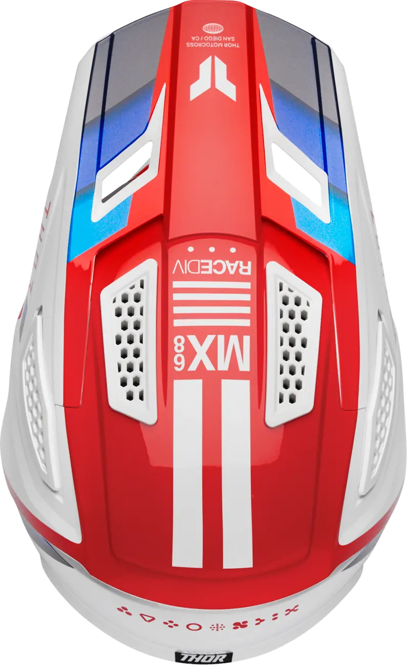 Casco THOR Fleet Defy Blanco Rojo Azul